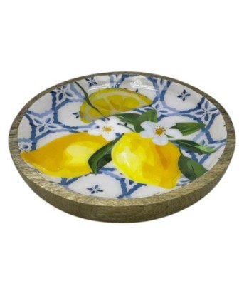 Plato Limones Pequeño de Madera para Decoración de Cocina y Presentación de Alimentos, Estilo Rústico y Elegante