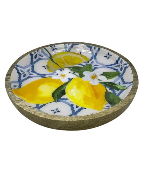 Plato Limones Pequeño de Madera para Decoración de Cocina y Presentación de Alimentos, Estilo Rústico y Elegante