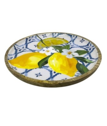 Plato Limones Decorativo de Madera para Cocina, Ideal para Servir y Decorar, Diseño Elegante y Funcional