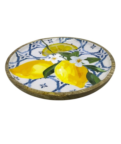 Plato Limones Decorativo de Madera para Cocina, Ideal para Servir y Decorar, Diseño Elegante y Funcional