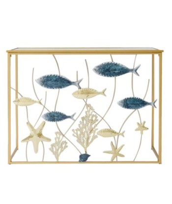 Signes Grimalt  By Sigris - Mesa con Peces y estrellas  Muebles | Mueble Auxiliar Dorado - 80x38x108 cm