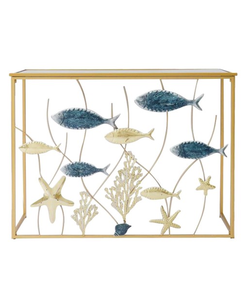 Signes Grimalt  By Sigris - Mesa con Peces y estrellas  Muebles | Mueble Auxiliar Dorado - 80x38x108 cm