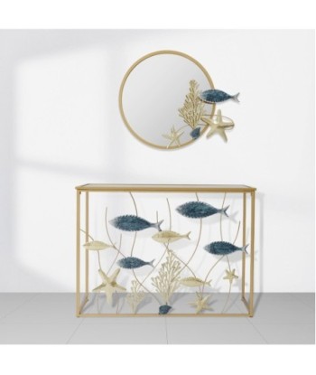Signes Grimalt  By Sigris - Mesa con Peces y estrellas  Muebles | Mueble Auxiliar Dorado - 80x38x108 cm