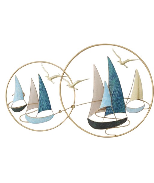 Signes Grimalt  By Sigris - Adorno pared Veleros  Adorno Pared | Apliques Metal Azul - 62x4x99 cm