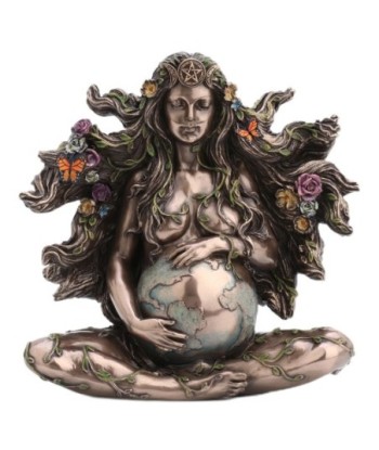 ORIGEN Home Decor - Figura Diosa Gaia-madre  Figuras | Bronce Plateado - 17x9x17 cm