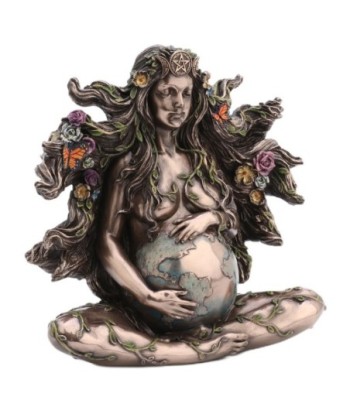 ORIGEN Home Decor - Figura Diosa Gaia-madre  Figuras | Bronce Plateado - 17x9x17 cm