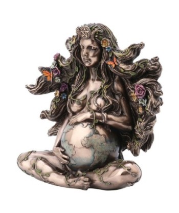 ORIGEN Home Decor - Figura Diosa Gaia-madre  Figuras | Bronce Plateado - 17x9x17 cm