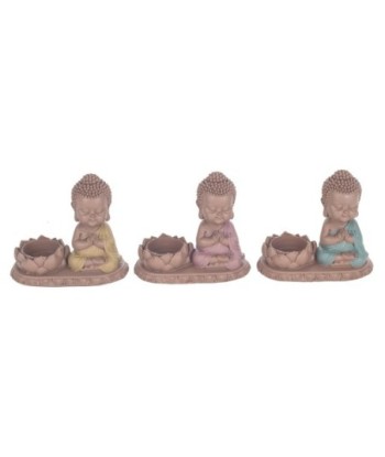 Signes Grimalt  By Sigris - Figura Buda Portavelas Pack 3 Unidades Figuras | Budas Marrón - 11x7x13 cm