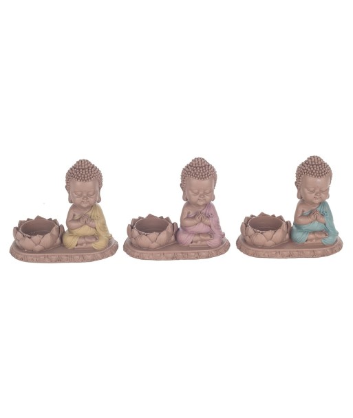 Signes Grimalt  By Sigris - Figura Buda Portavelas Pack 3 Unidades Figuras | Budas Marrón - 11x7x13 cm