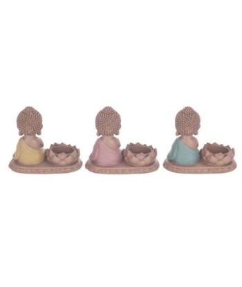 Signes Grimalt  By Sigris - Figura Buda Portavelas Pack 3 Unidades Figuras | Budas Marrón - 11x7x13 cm