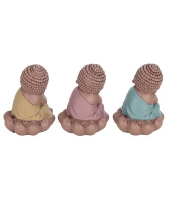 Signes Grimalt  By Sigris - Figura Buda Meditando Pack 3 Unidades Figuras | Budas Marrón - 12x9x9 cm