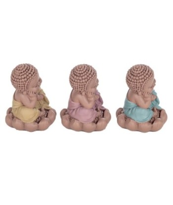 Signes Grimalt  By Sigris - Figura Buda Meditando Pack 3 Unidades Figuras | Budas Marrón - 12x9x9 cm