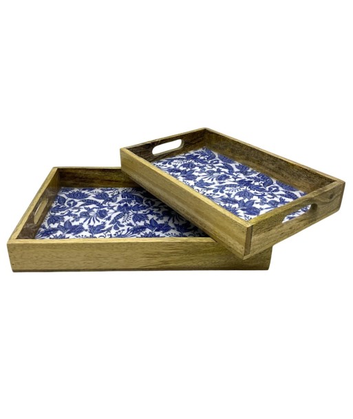 Bandejas Decorativas de Madera para Flores - Set de 2 Bandejas Elegantes para Cocina y Hogar