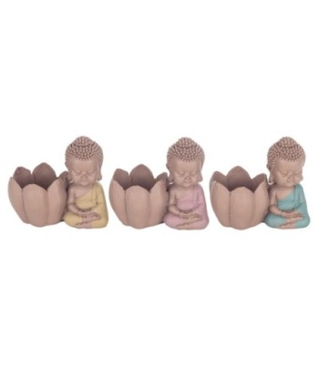 Signes Grimalt  By Sigris - Figura Buda Portavela Pack 3 Unidades Figuras | Budas Marrón - 14x9x15 cm