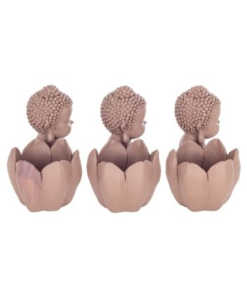 Signes Grimalt  By Sigris - Figura Buda Portavela Pack 3 Unidades Figuras | Budas Marrón - 14x9x15 cm
