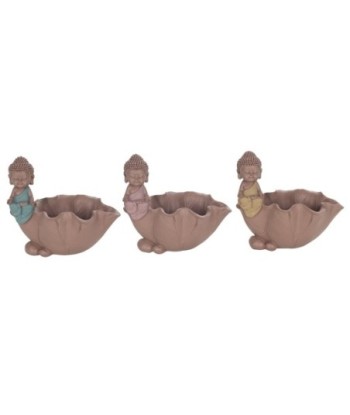 Signes Grimalt  By Sigris - Figura Buda Portavela Pack 3 Unidades Figuras | Budas Marrón - 13x9x15 cm