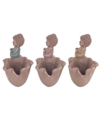 Signes Grimalt  By Sigris - Figura Buda Portavela Pack 3 Unidades Figuras | Budas Marrón - 13x9x15 cm
