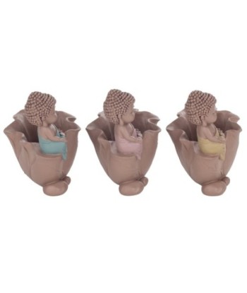 Signes Grimalt  By Sigris - Figura Buda Portavela Pack 3 Unidades Figuras | Budas Marrón - 13x9x15 cm