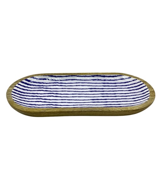 Bandeja de Madera Rayas Pequeña para Cocina, Decoración Náutica y Marinera, Ideal para Servir y Organizar