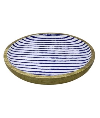 Plato Decorativo de Rayas Pequeño para Cocina, Ideal para Presentaciones y Decoración Náutica, Diseño Moderno