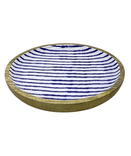 Plato Decorativo de Rayas Pequeño para Cocina, Ideal para Presentaciones y Decoración Náutica, Diseño Moderno
