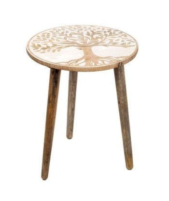 ORIGEN Home Decor - Mesa Rústica Árbol Vida  Muebles | Mueble Auxiliar Marrón - 47x39x39 cm