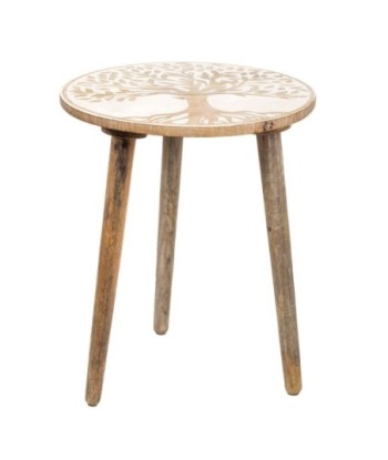 ORIGEN Home Decor - Mesa Rústica Árbol Vida  Muebles | Mueble Auxiliar Marrón - 47x39x39 cm
