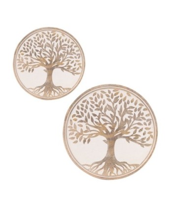 ORIGEN Home Decor - Platos Árbol Vida Pack 2 Unidades Decoracion | Bandejas Marrón - 2x25x25 cm