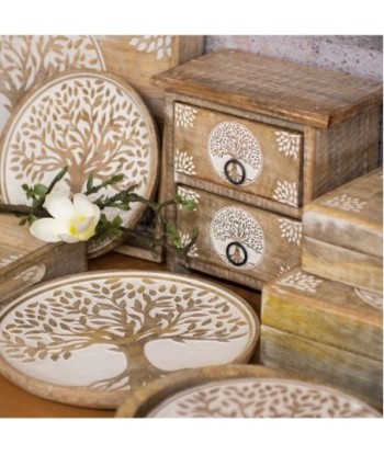 ORIGEN Home Decor - Platos Árbol Vida Pack 2 Unidades Decoracion | Bandejas Marrón - 2x25x25 cm