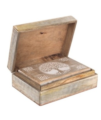 ORIGEN Home Decor - Cajas Árbol Vida Pack 3 Unidades Decoracion | Cajas Y Joyeros Marrón - 9x18x25 cm