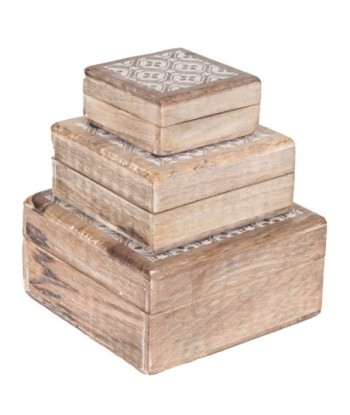 ORIGEN Home Decor - Cajas rústicas Pack 3 Unidades Decoracion | Cajas Y Joyeros Marrón - 8x18x18 cm