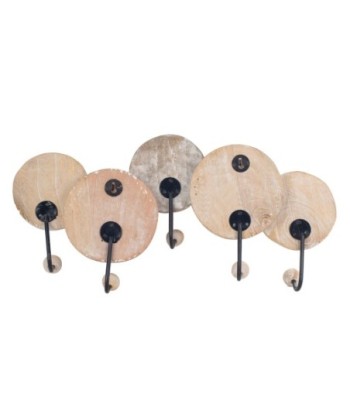 ORIGEN Home Decor - Percha 5 pomos redondeles  Adorno Pared | Percheros Marrón - 22x5x44 cm
