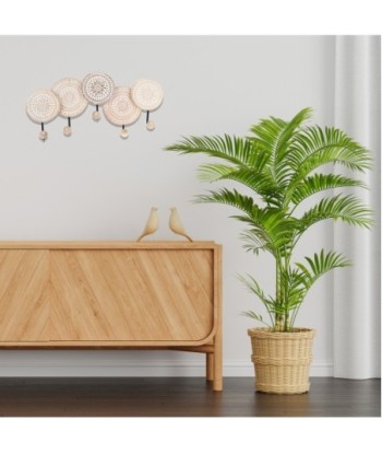 ORIGEN Home Decor - Percha 5 pomos redondeles  Adorno Pared | Percheros Marrón - 22x5x44 cm