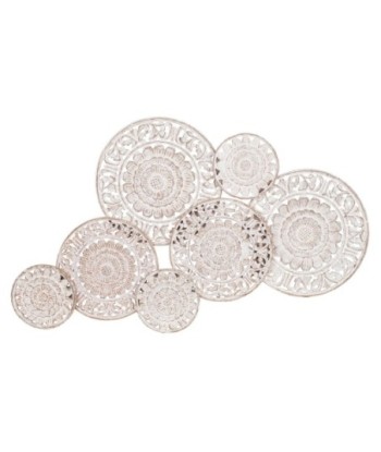 ORIGEN Home Decor - Adorno Pared Redondeles  Adorno Pared | Placas De Madera Blanco - 60x3x104 cm