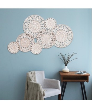 ORIGEN Home Decor - Adorno Pared Redondeles  Adorno Pared | Placas De Madera Blanco - 60x3x104 cm
