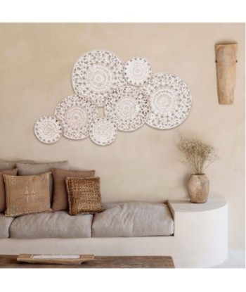 ORIGEN Home Decor - Adorno Pared Redondeles  Adorno Pared | Placas De Madera Blanco - 60x3x104 cm