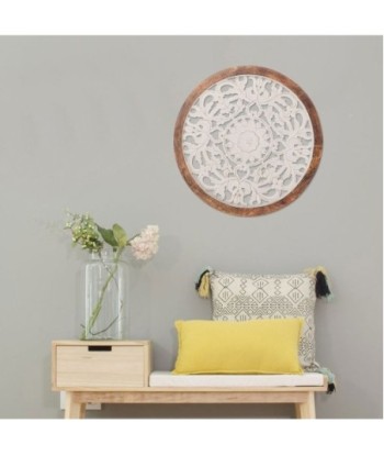 ORIGEN Home Decor - Adorno Mosaico  Adorno Pared | Placas De Madera Blanco - 64x4x64 cm