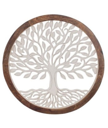 ORIGEN Home Decor - Adorno Árbol Vida  Adorno Pared | Placas De Madera Blanco - 63x3x63 cm