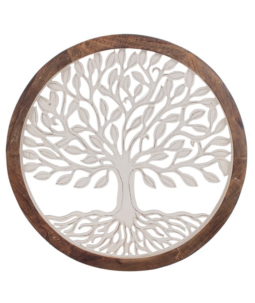 ORIGEN Home Decor - Adorno Árbol Vida  Adorno Pared | Placas De Madera Blanco - 63x3x63 cm