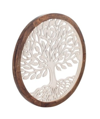 ORIGEN Home Decor - Adorno Árbol Vida  Adorno Pared | Placas De Madera Blanco - 63x3x63 cm