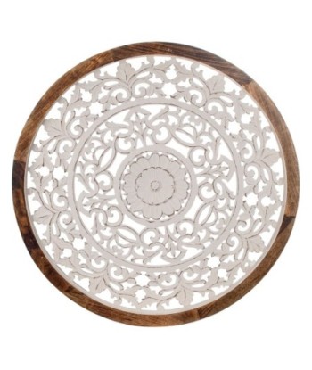 ORIGEN Home Decor - Adorno Mosaico  Adorno Pared | Placas De Madera Blanco - 85x4x85 cm