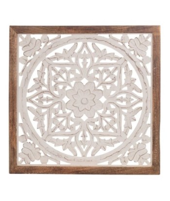 ORIGEN Home Decor - Adorno Mosaico  Adorno Pared | Placas De Madera Blanco - 63x3x63 cm