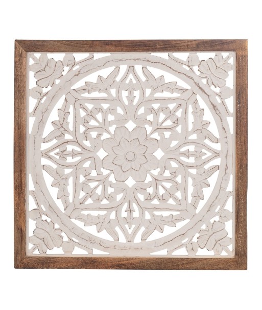 ORIGEN Home Decor - Adorno Mosaico  Adorno Pared | Placas De Madera Blanco - 63x3x63 cm