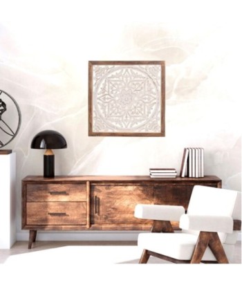 ORIGEN Home Decor - Adorno Mosaico  Adorno Pared | Placas De Madera Blanco - 63x3x63 cm