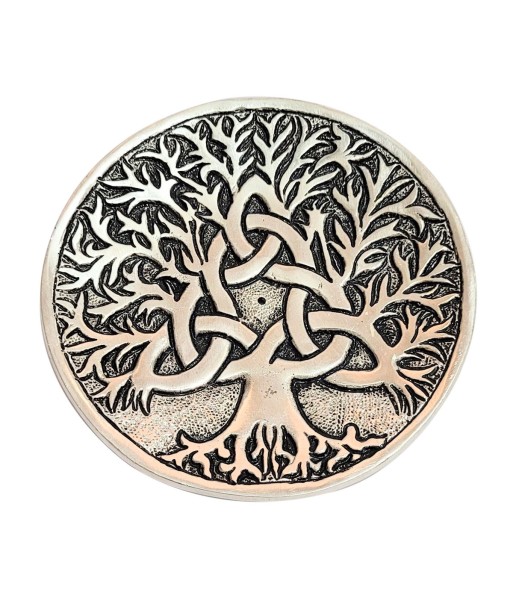 Signes Grimalt  By Sigris - Apoyador Incienso Árbol Vida  Regalo | Complementos Natura Plateado - 35x12x12 cm