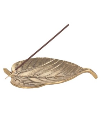 ORIGEN Home Decor - Apoyador incienso hoja  Regalo | Complementos Natura Dorado - 2x12x21 cm