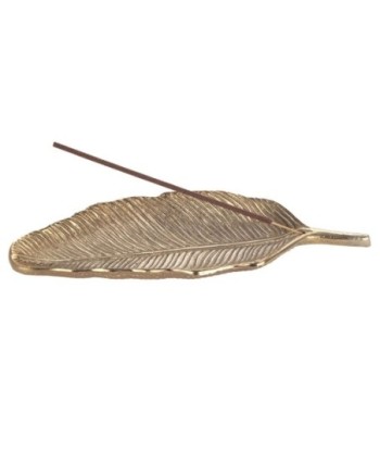 ORIGEN Home Decor - Apoyador incienso hoja  Regalo | Complementos Natura Dorado - 2x9x26 cm