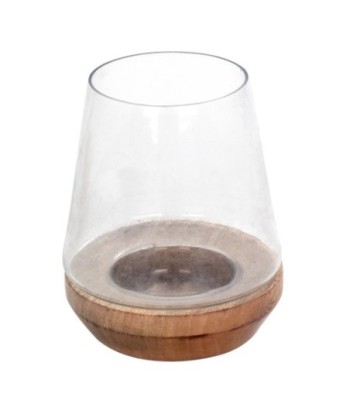 Jarrón Portavelas de Madera Transparente, Decoración Moderna para Hogar, Ideal para Velas y Centro de Mesa