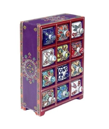 Signes Grimalt  By Sigris - Especiero con 12 Cajones  Decoracion | Cajas Y Joyeros Lila - 29x11x22 cm