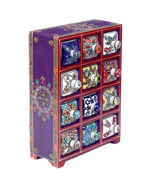 Signes Grimalt  By Sigris - Especiero con 12 Cajones  Decoracion | Cajas Y Joyeros Lila - 29x11x22 cm